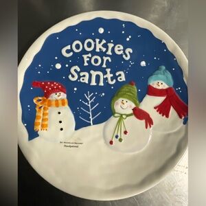 St. Nicholas Square Snowman Cookies For Santa Plate - Red, Green, Blue